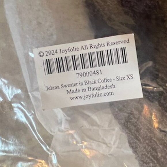 Joyfolie Jelina Button Down High Low Crochet Sweater in Black Coffee NWT - XS - Picture 8 of 8